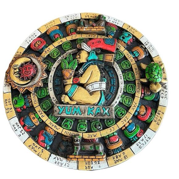 None Other - Handcrafted Mayan Aztec Stone Calendar 2020